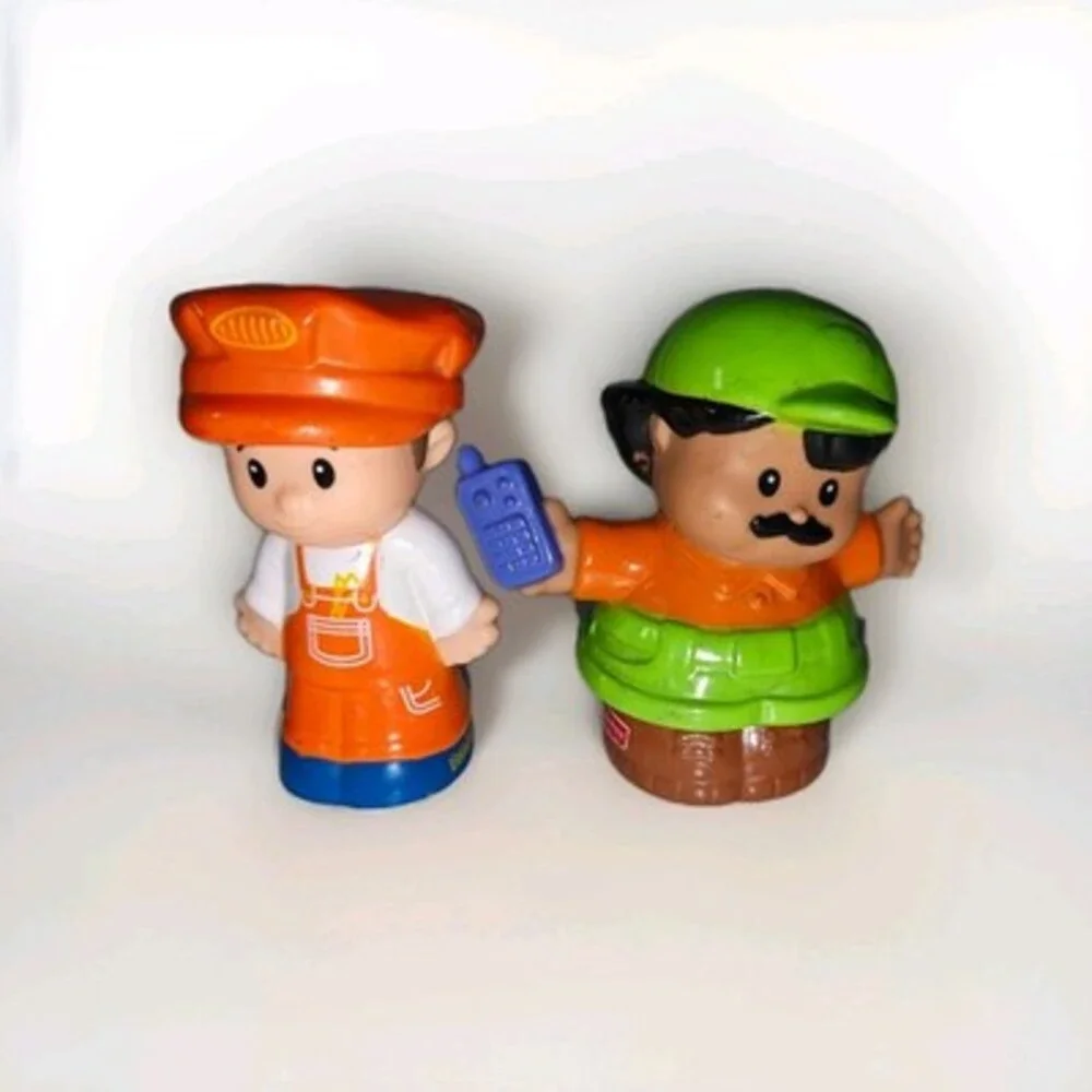 Fisher-Price Little People Lot of 2 Zoo Train Conductor Zookeeper Figures 2.5